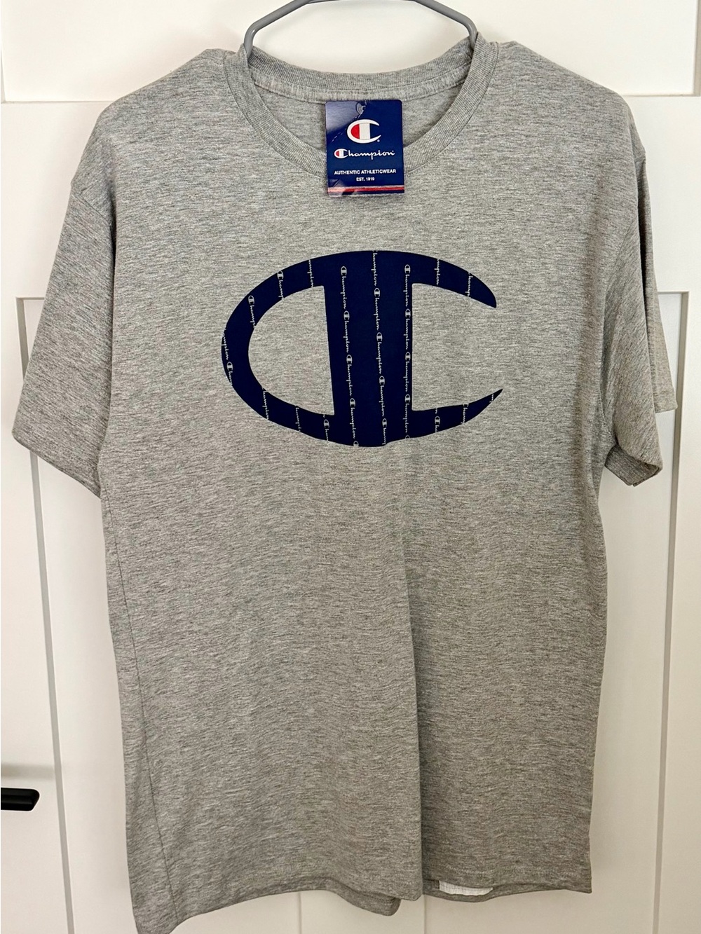 Champion Gray Tee with Navy C Logo
